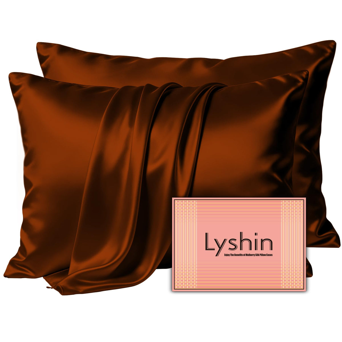 LYSHIN White Silk Pillow Cases Standard Size with Hidden Zipper