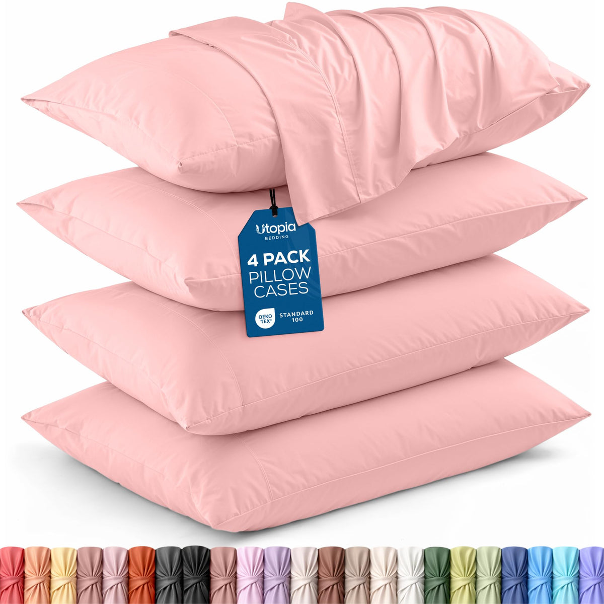 Pillow Covers Standard Size Set of 4, Soft and Comfy Pillow Cases, White