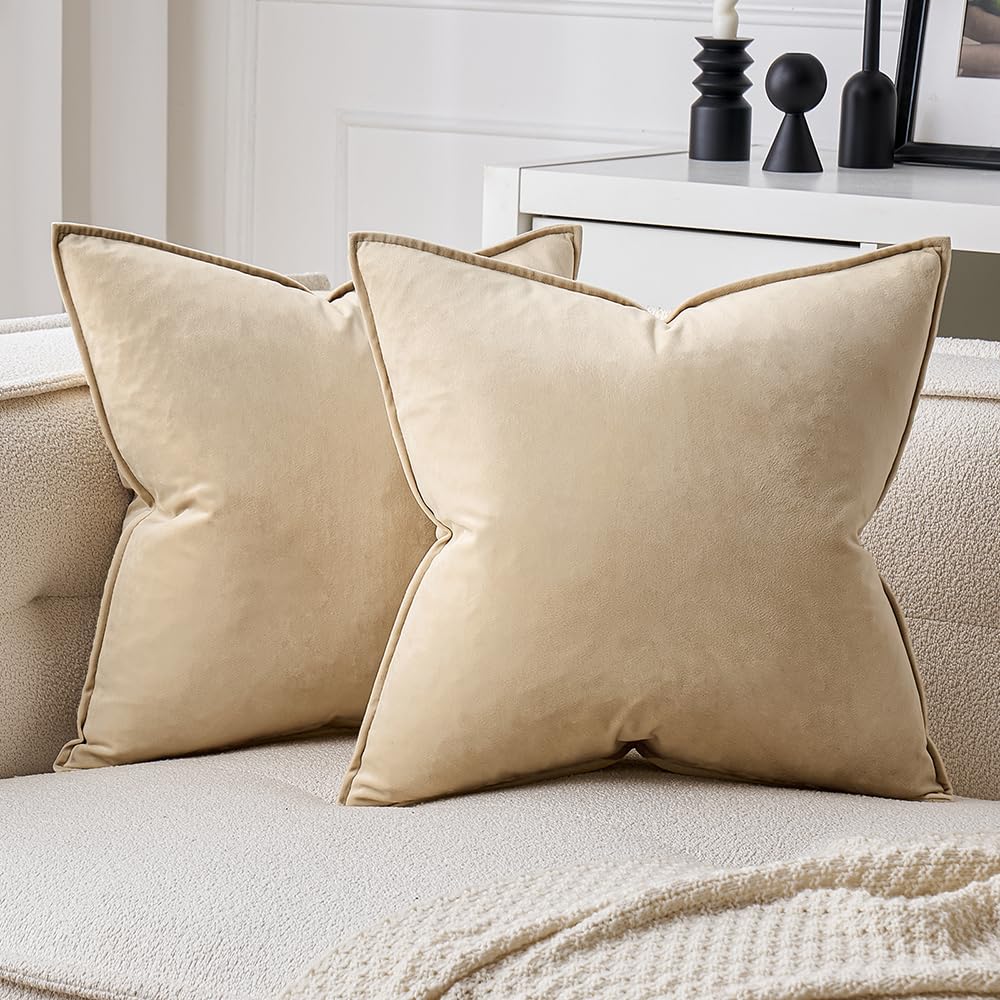 MIULEE Decorative Dark Brown Velvet Throw Pillow Covers for Couch 18x18 in