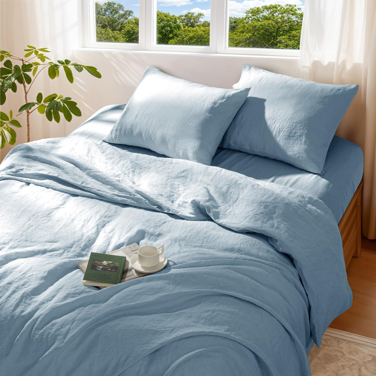 100% Pure Linen Duvet Cover Set 3 Pcs Soft Comforter Cover Sets King Size