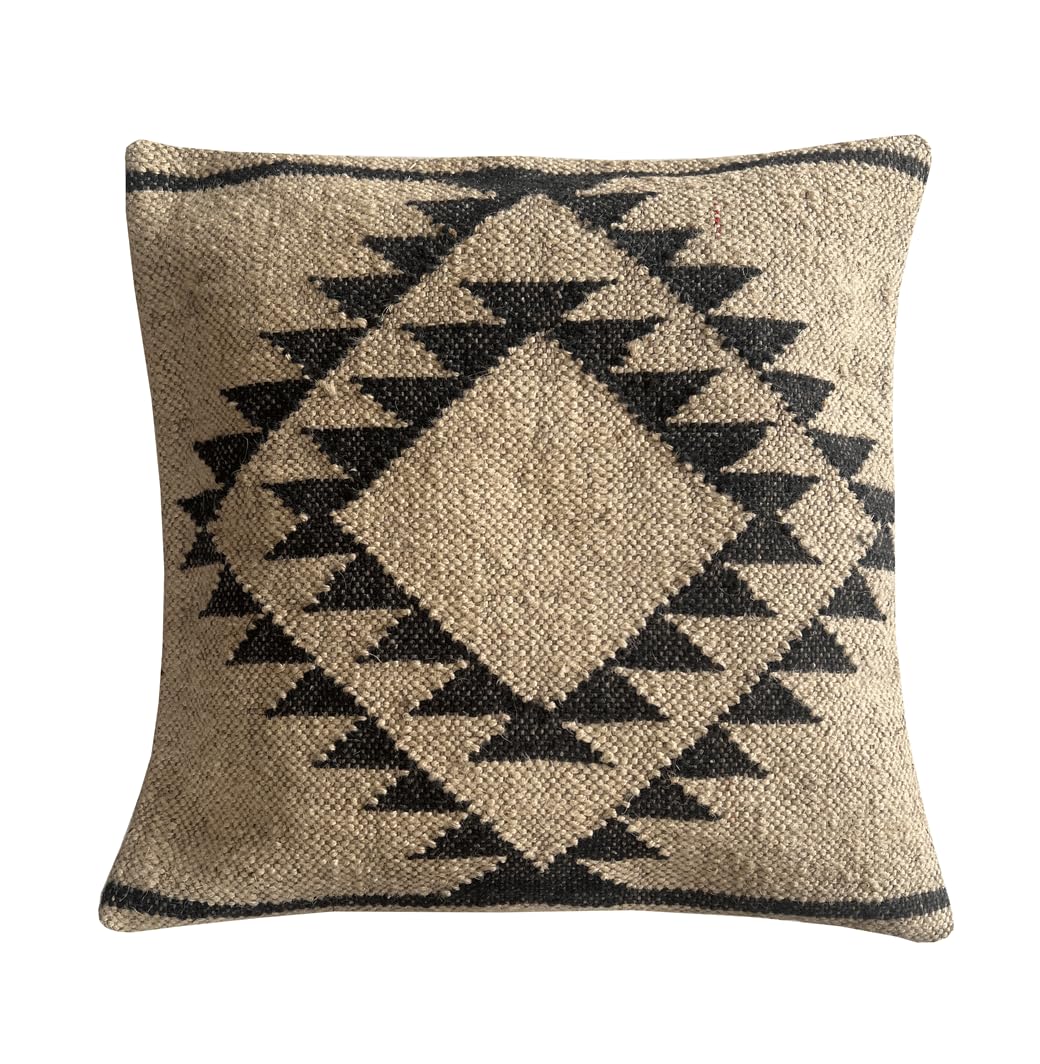 Indian Vintage Kilim Hand Loom Cushion Cover 18X18 Pillows Boho Ethnic Shams Jute Pillow Cases Rug Boho