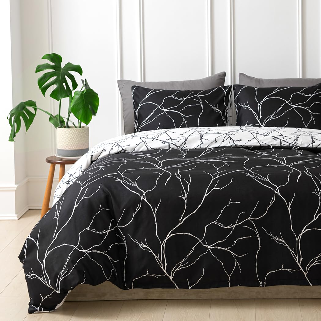 Lekesky Floral Duvet Cover Queen Size 3-Piece, Sage Green