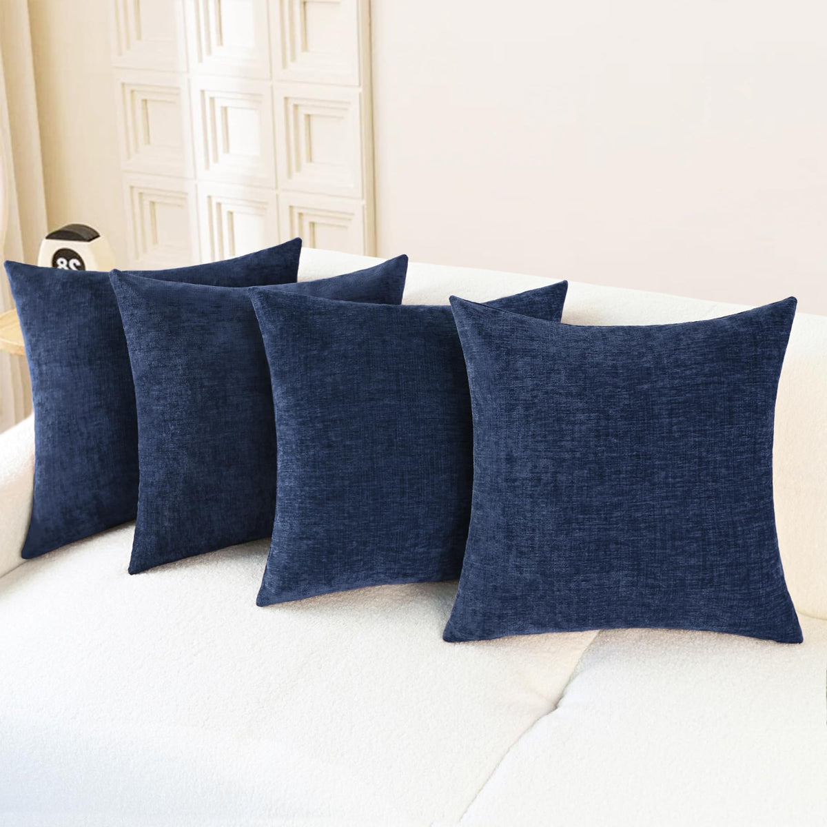 CaliTime Decorative Couch Throw Pillow Covers 18 X 18 Inches Navy Blue