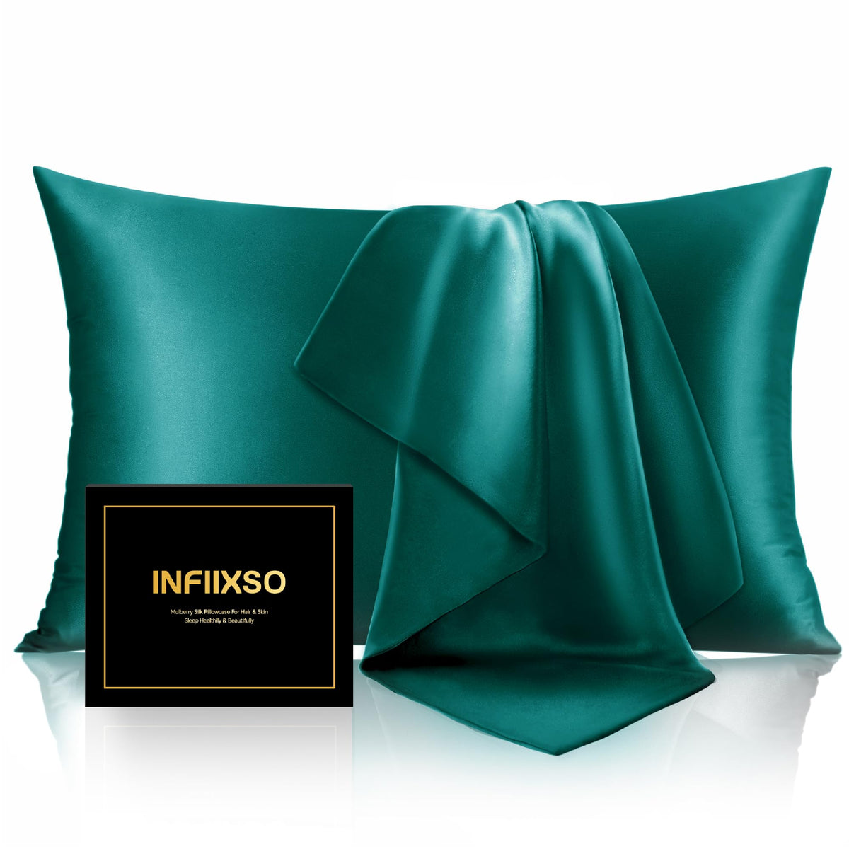 INFIIXSO Silk Pillow Cases 2 Pack, Standard Size, Hidden Zipper, Light Grey