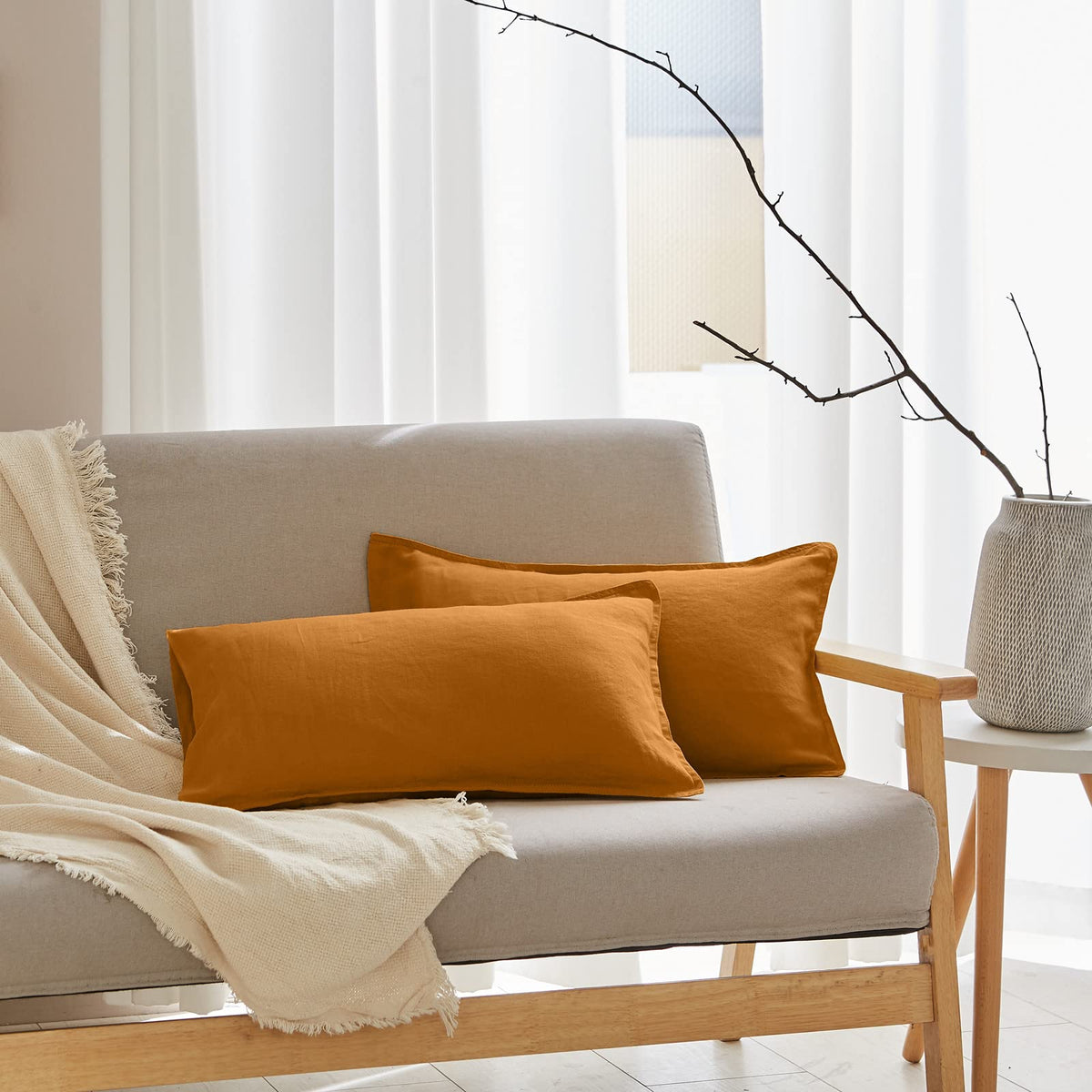 Simple&Opulence 100% French Flax Linen Duvet Cover Set with Embroidery Washed - 3 Pieces (1 Duvet Cover with 2 Pillow Shams) with Button Closure Soft Breathable Farmhouse - Linen, King Size