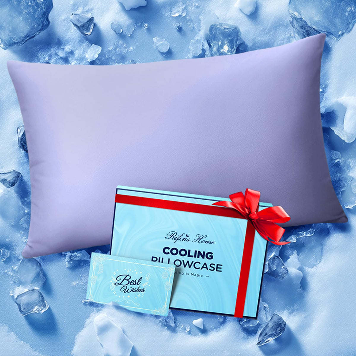 Ultra-Chill Cooling Pillowcase Set of 2 for Hot Sleepers, Softer Than Silk Pillow Cases for Protecting Hair & Skin, Breathable Bed Pillow Covers w/Zipper, Gifts for Women Men (Navy Blue, Standard)