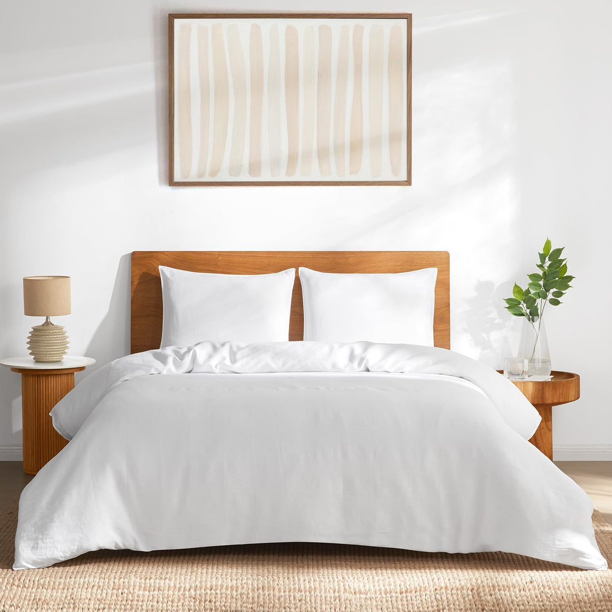 DAPU 100% French Linen Duvet Cover 3Pcs Set, 170GSM Linen Bedding, Queen