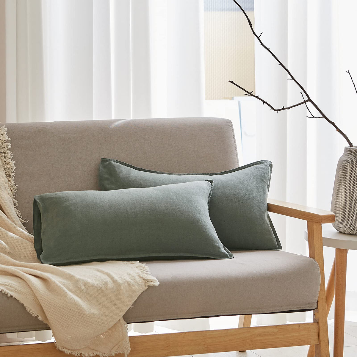 Simple&Opulence 100% French Flax Linen Duvet Cover Set with Embroidery Washed - 3 Pieces (1 Duvet Cover with 2 Pillow Shams) with Button Closure Soft Breathable Farmhouse - Linen, King Size