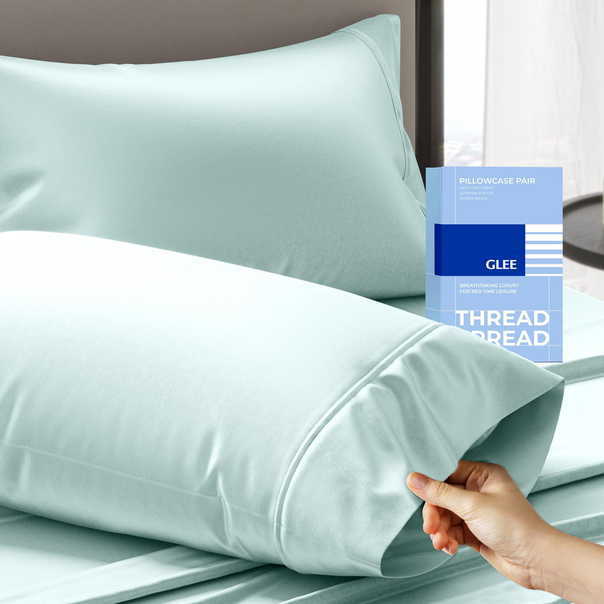 THREAD SPREAD 100% Cotton Pillow Cases Queen Size Set of 2 - Luxury 400 Thread Count Queen Pillow Cases (White), Soft Cooling Breathable Hotel Cotton Pillowcases, Fits Standard Pillows