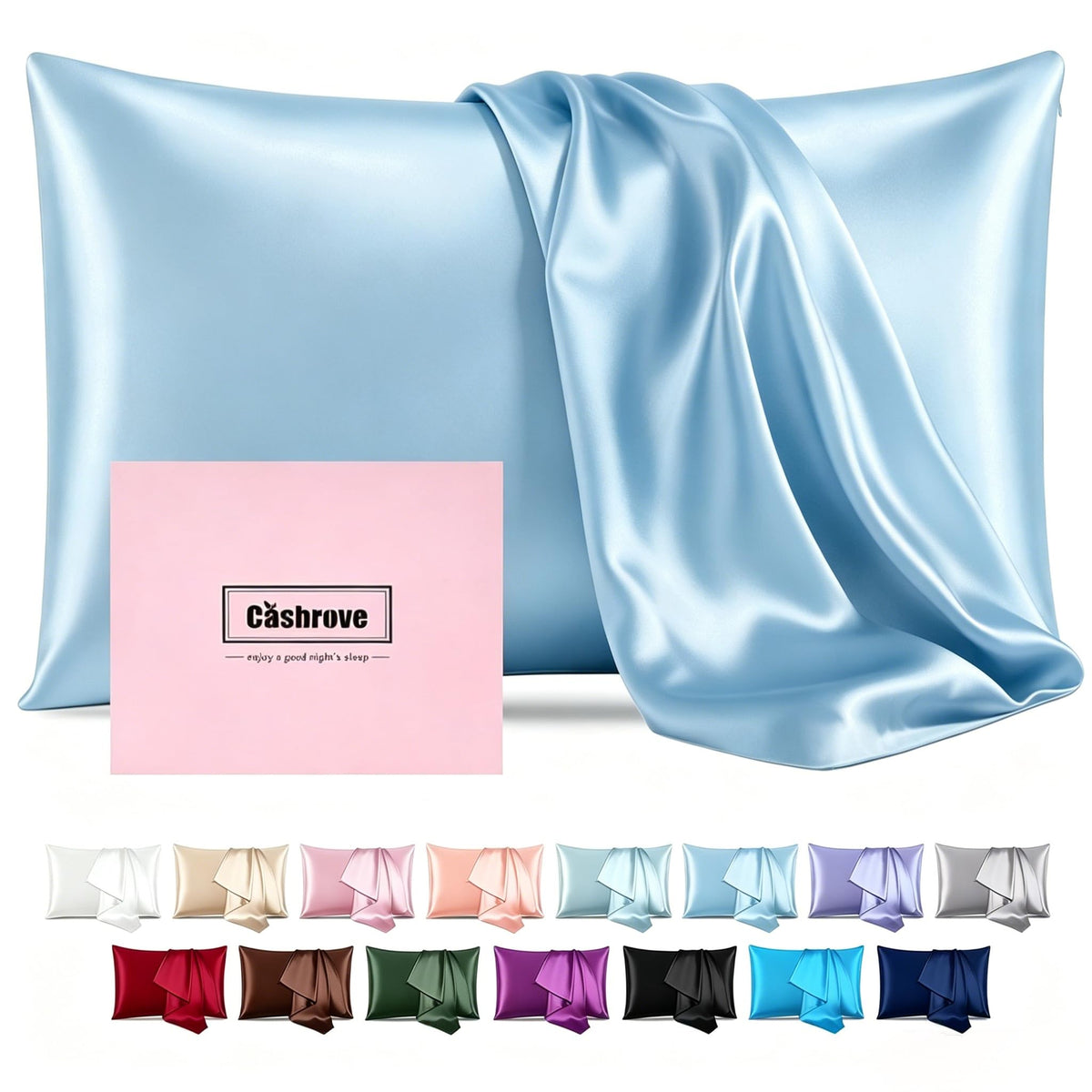 Silk Pillow Cases Mulberry Silk Pillowcases Soft Breathable Both Sided Natural Silk Pillowcase with Zipper Beauty Sleep Silk Pillow Cases 1 Pc for Gift (Standard, Cornflower Blue)