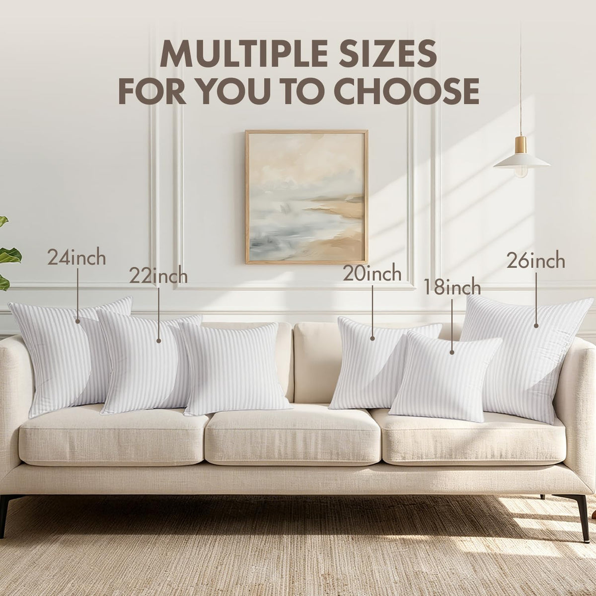 MIULEE 20x20 Throw Pillow Inserts Set of 2, 100% Virgin Microfiber Filling