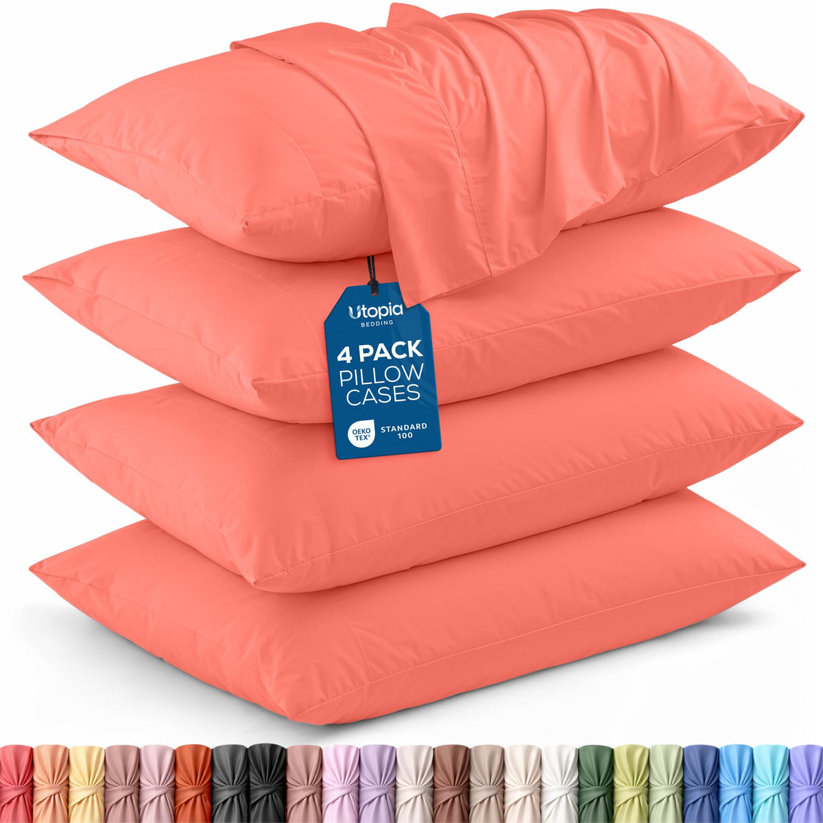Pillow Covers Queen Size Set of 4, Soft and Comfy Pillow Cases, White
