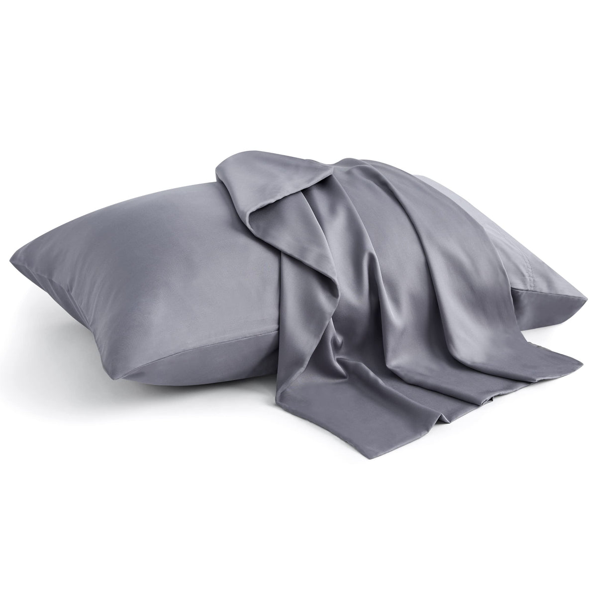 BEDELITE Cooling Pillow Cases Queen Size Set of 2, Rayon from Bamboo, Grey