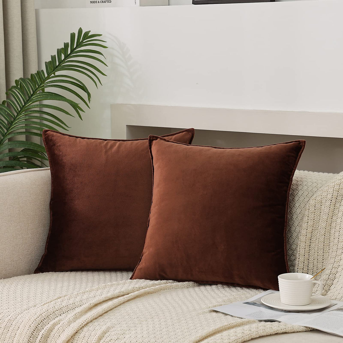 JIAHANNHA Velvet Green Throw Pillow Covers 18”x18”Pack of 2 Soft Decorative