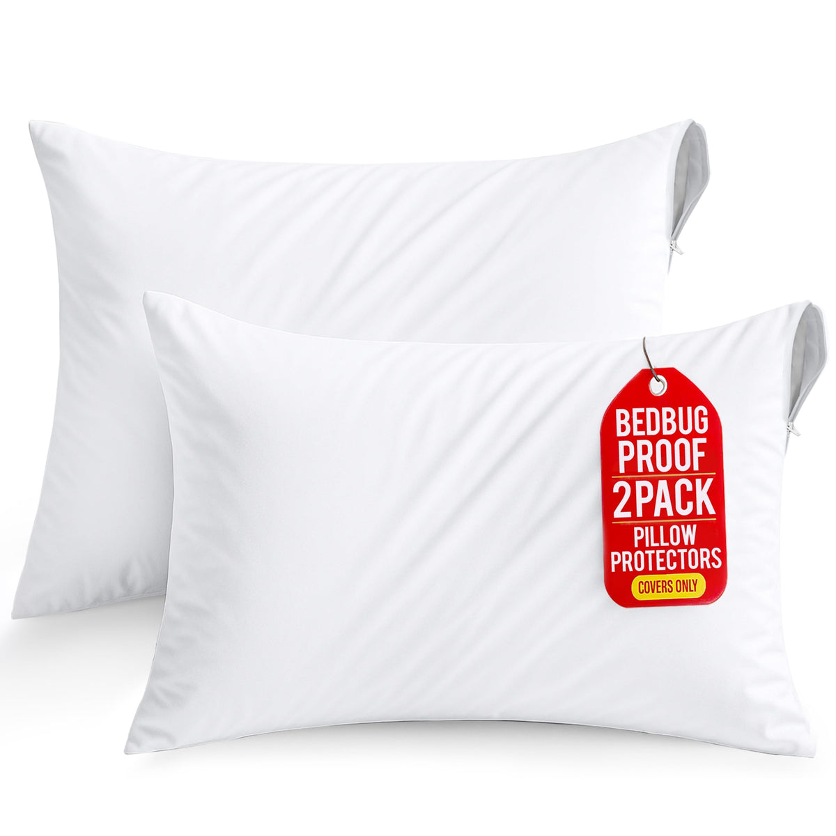 Set of 2 Pillow Protectors with Zipper Queen Size, Pillow Covers
