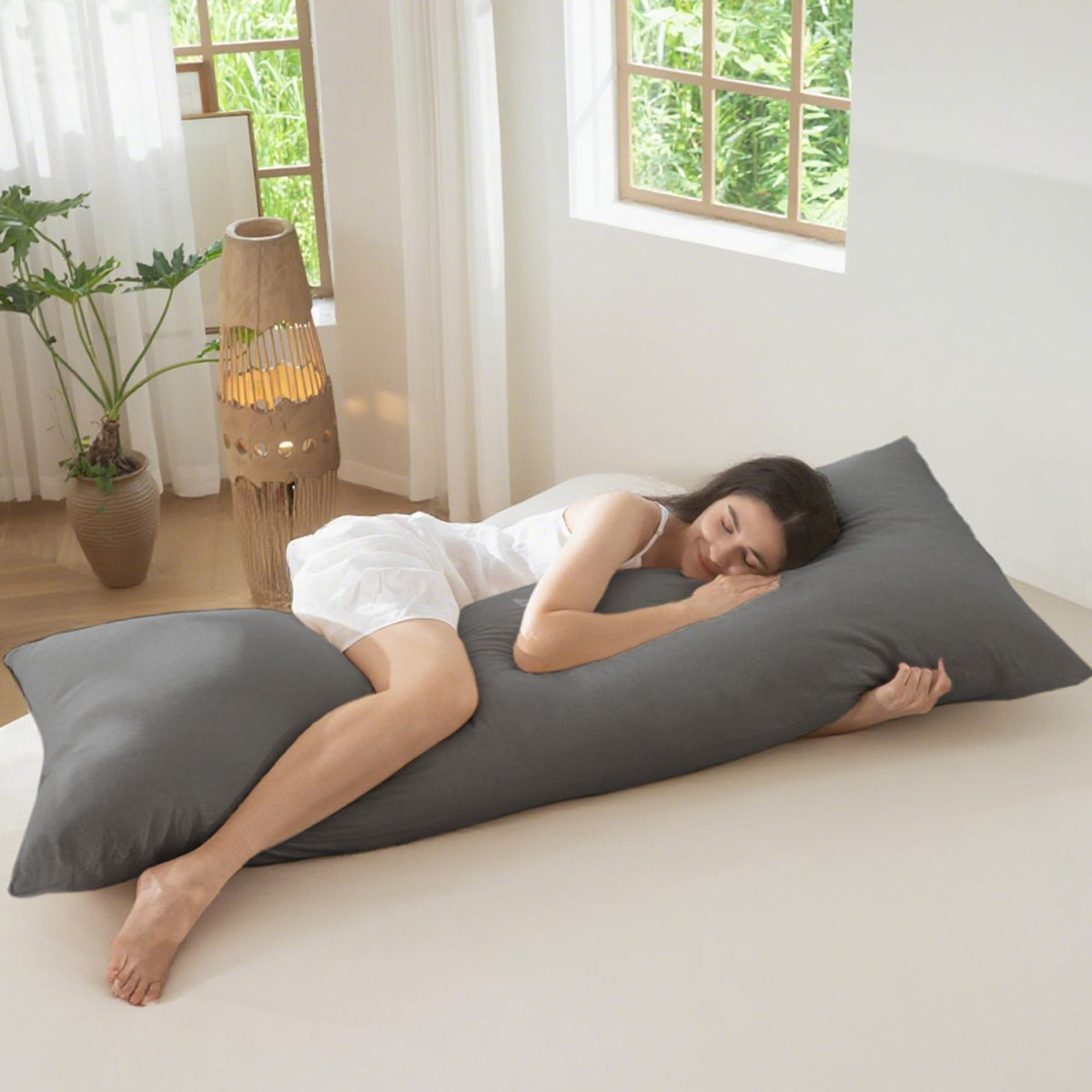 MOOMEE Pillowcase Set of 2 100% Washed Cotton Linen-Like Standard