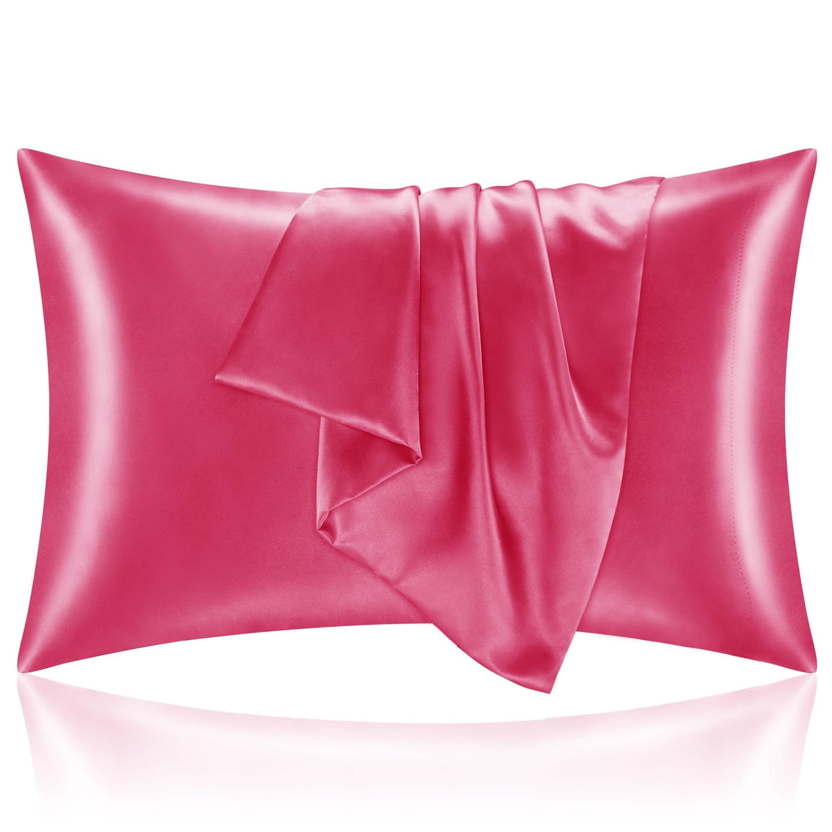 BEDELITE Zipper Satin Pillowcases, Standard Size 20"x26", Black, Set of 2