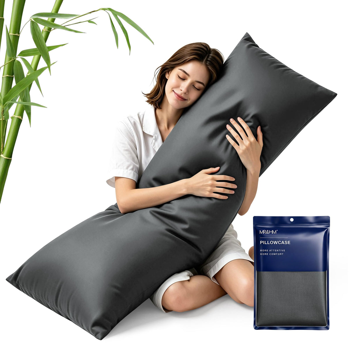 MR&HM Queen Pillowcase Set of 2, Cooling & Breathable, Dark Grey, 20"x30"