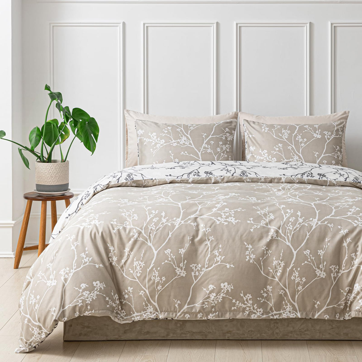 Lekesky Floral Duvet Cover Queen Size 3-Piece, Sage Green