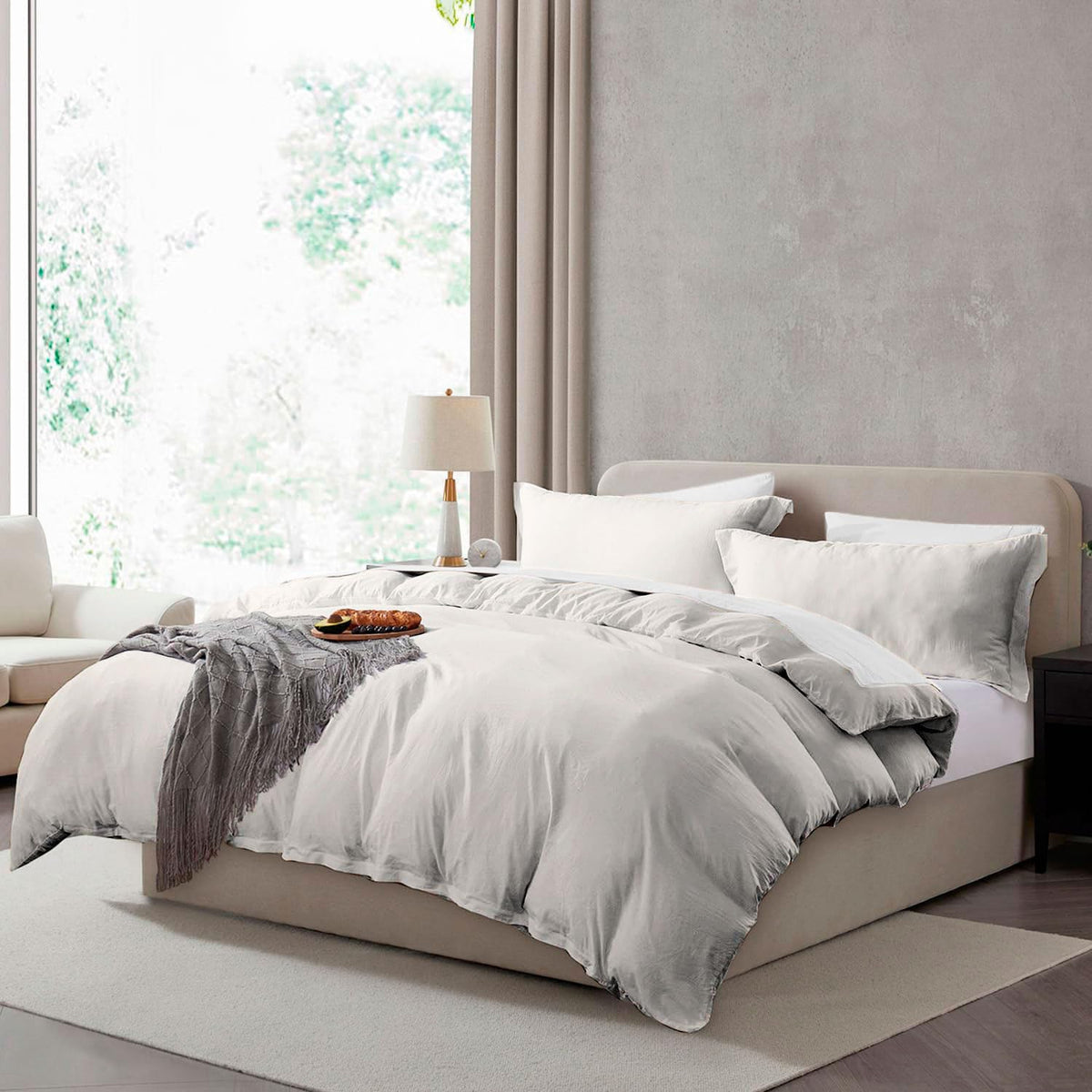 Hearth & Harbor Prewashed King Duvet Cover Set, Chocolate Brown