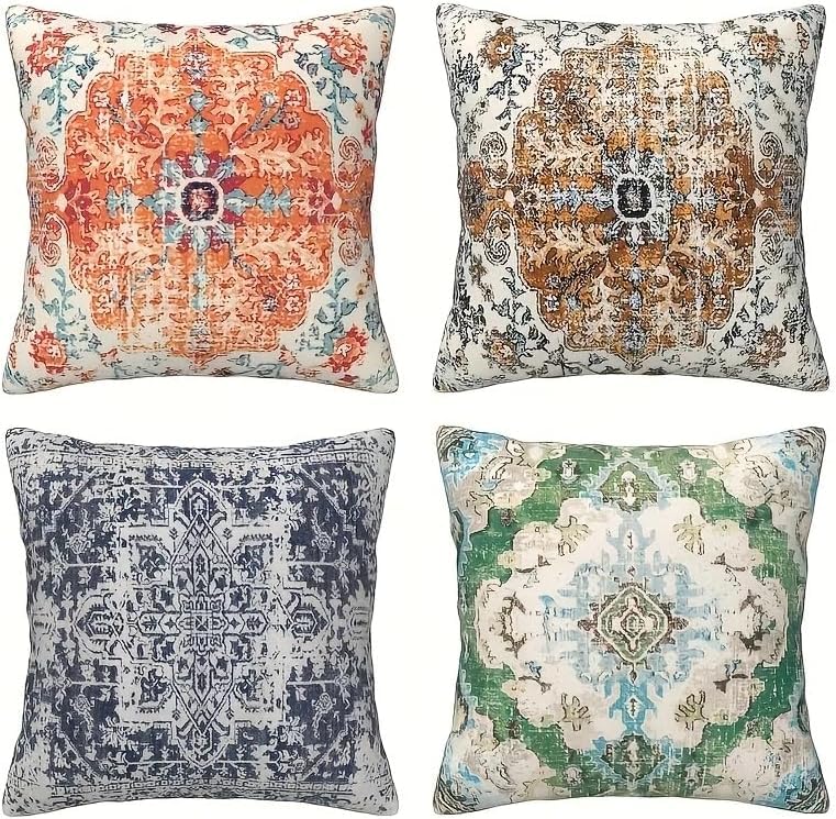 Decorative Throw Pillow Covers, Modern Abstract Brown Geometric Pattern, Set of 2，18x18 Pillows Linen Pillowcase，Modern Decorative Square Pillowcases for Sofa Couch Bedroom Living Room Car
