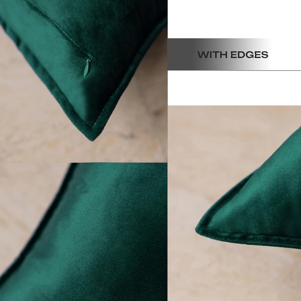 JIAHANNHA Velvet Green Throw Pillow Covers 18”x18”Pack of 2 Soft Decorative
