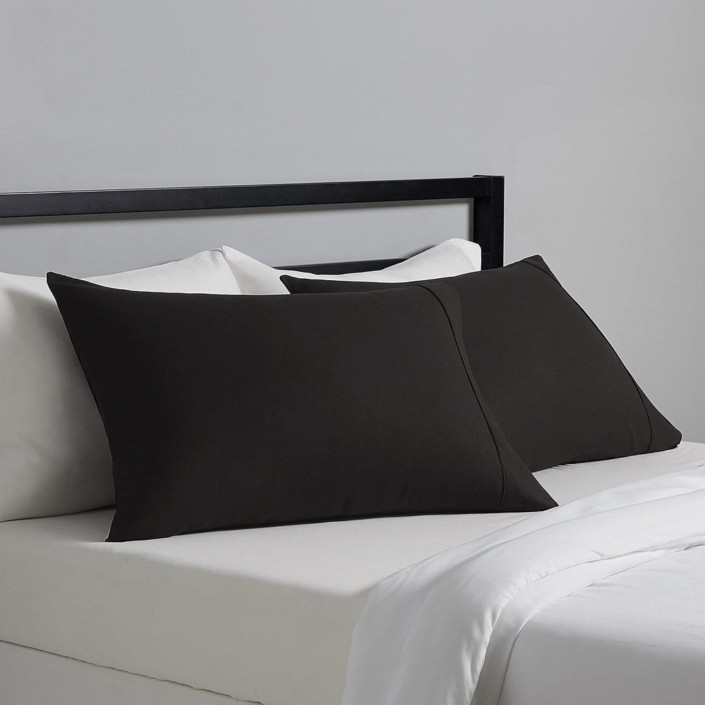 Amazon Basics Standard Pillowcases Set of 2 - Lightweight, Super Soft Easy Care Microfiber, Black, 30" L x 20" W, Pillows Not Included