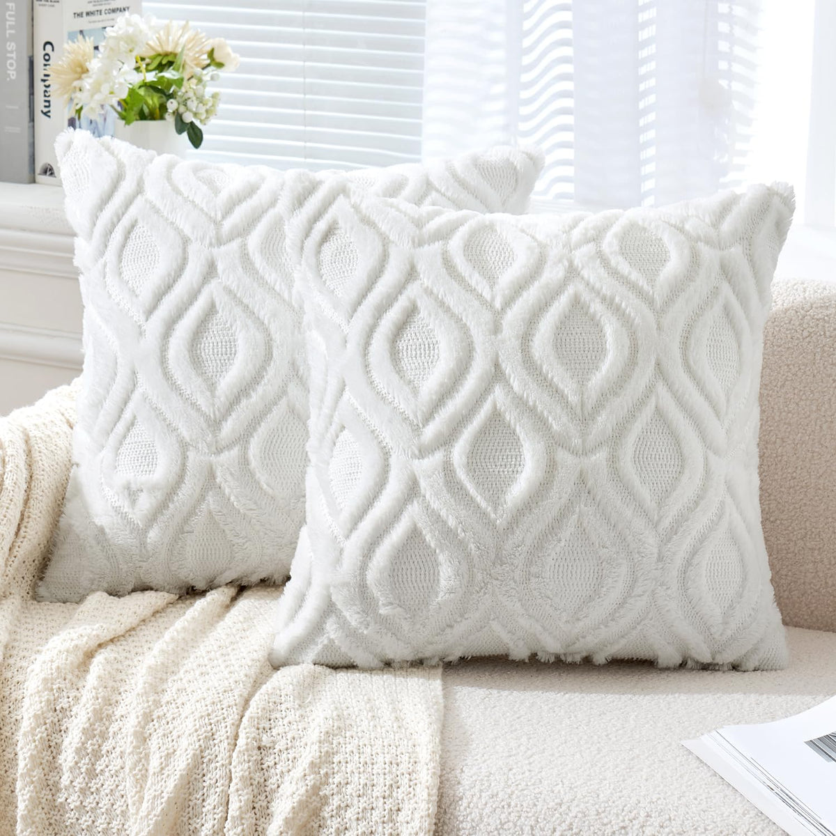 MIULEE Fall Mustard Yellow Soft Plush Faux Wool Throw Pillow Covers 18x18