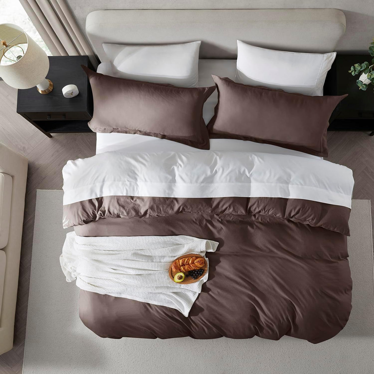 Hearth & Harbor Prewashed King Duvet Cover Set, Chocolate Brown