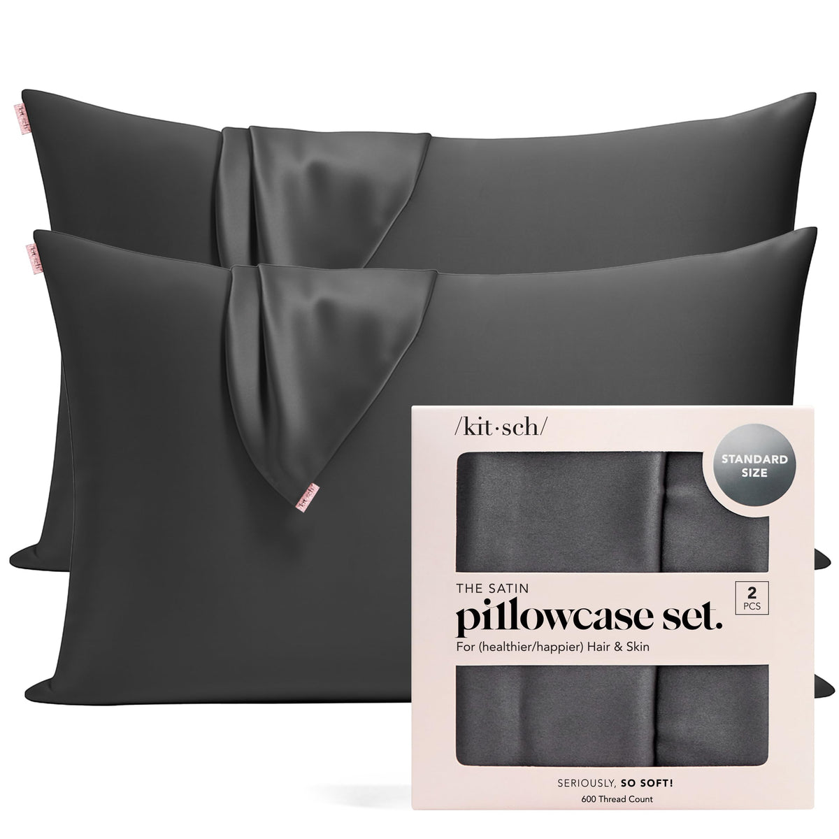 Kitsch Satin Pillowcase with Zipper - Standard Size, Ivory