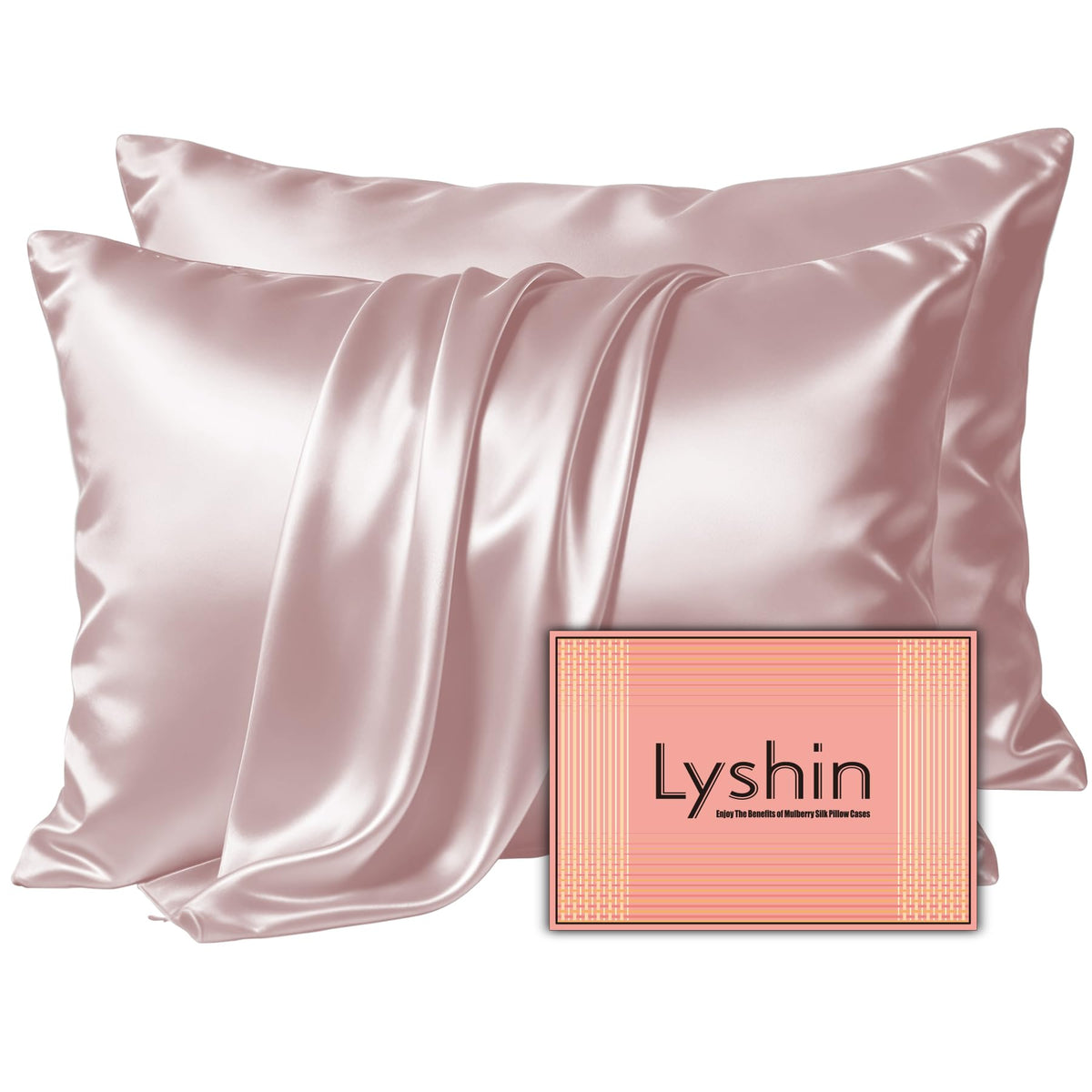 LYSHIN White Silk Pillow Cases Standard Size with Hidden Zipper