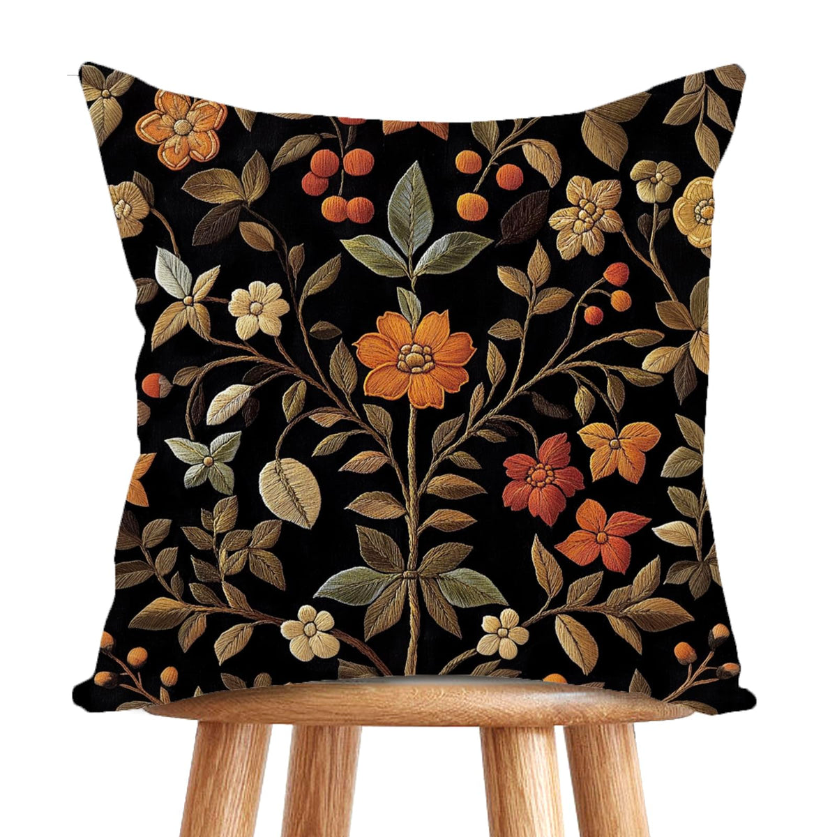 YOU FOUND ME William Morris Abstract Vintage Floral Velvet Design Throw Pillow Covers Home Decor, Retro Art Decor Pillowcase Cushion Cover for Bed Sofa Living Room, Square 18x18inch (Beige-Floral)