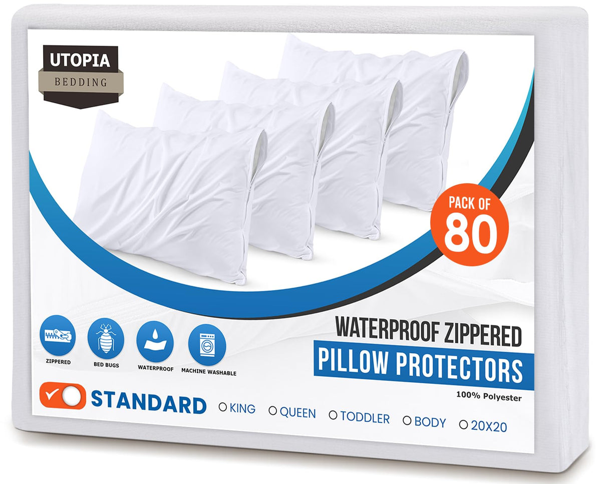 Set of 2 Pillow Protectors with Zipper Queen Size, Pillow Covers
