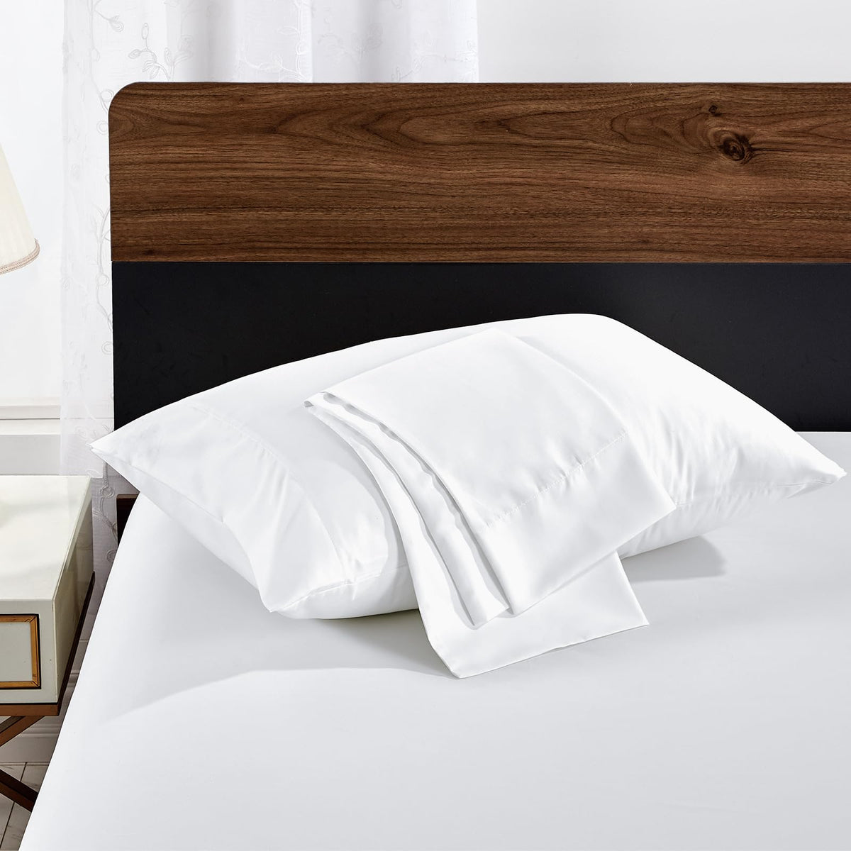 FreshCulture Sage Green Pillowcases Queen Size 2 Pack - Pillowcase Set - Envelope Closure - Soft Brushed Microfiber Fabric - 20x30 Inches Pillow Case Set of 2 for Home, Hotels, Schools