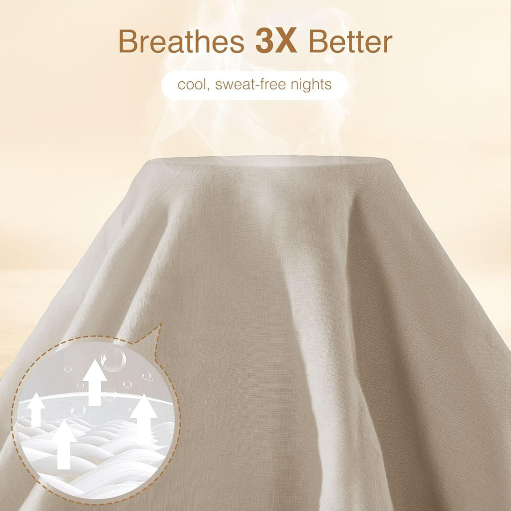 SONORO KATE 100% French Linen Queen Duvet Cover Set,Zipper Closure,3PC