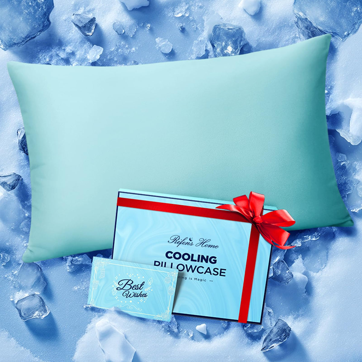 Ultra-Chill Cooling Pillowcase Set of 2 for Hot Sleepers, Softer Than Silk Pillow Cases for Protecting Hair & Skin, Breathable Bed Pillow Covers w/Zipper, Gifts for Women Men (Navy Blue, Standard)