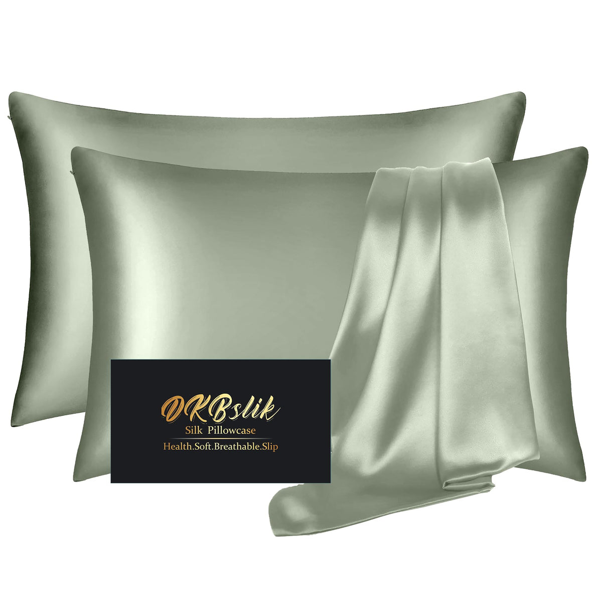 Silk Pillowcase for Hair and Skin, Mulberry Silk Pillow Cases Standard Size, Anti Acne Cooling Sleep Both Sides Natural Silk Satin Pillow Covers with Hidden Zipper, Gifts for Women Men, Ash Blue