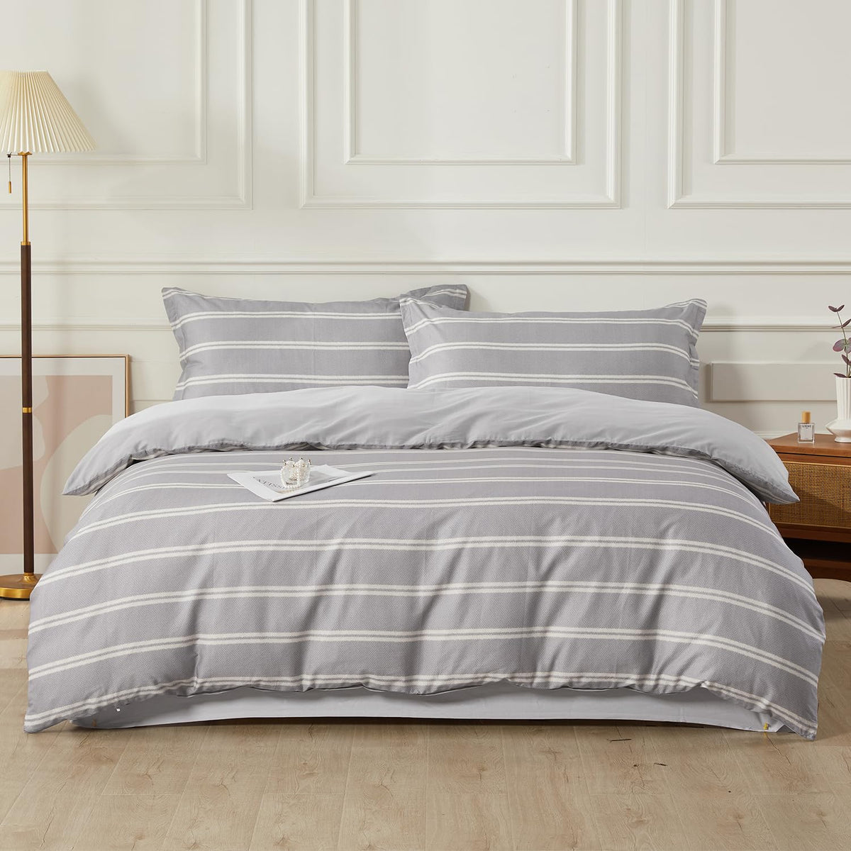 Duvet Cover Set King Size 100% Organic Cotton Pirate Black, SAPHREAS 3 Pcs Soft Bedding Comforter Cover with Zipper Closure & Corner Ties, Comforter Not Included