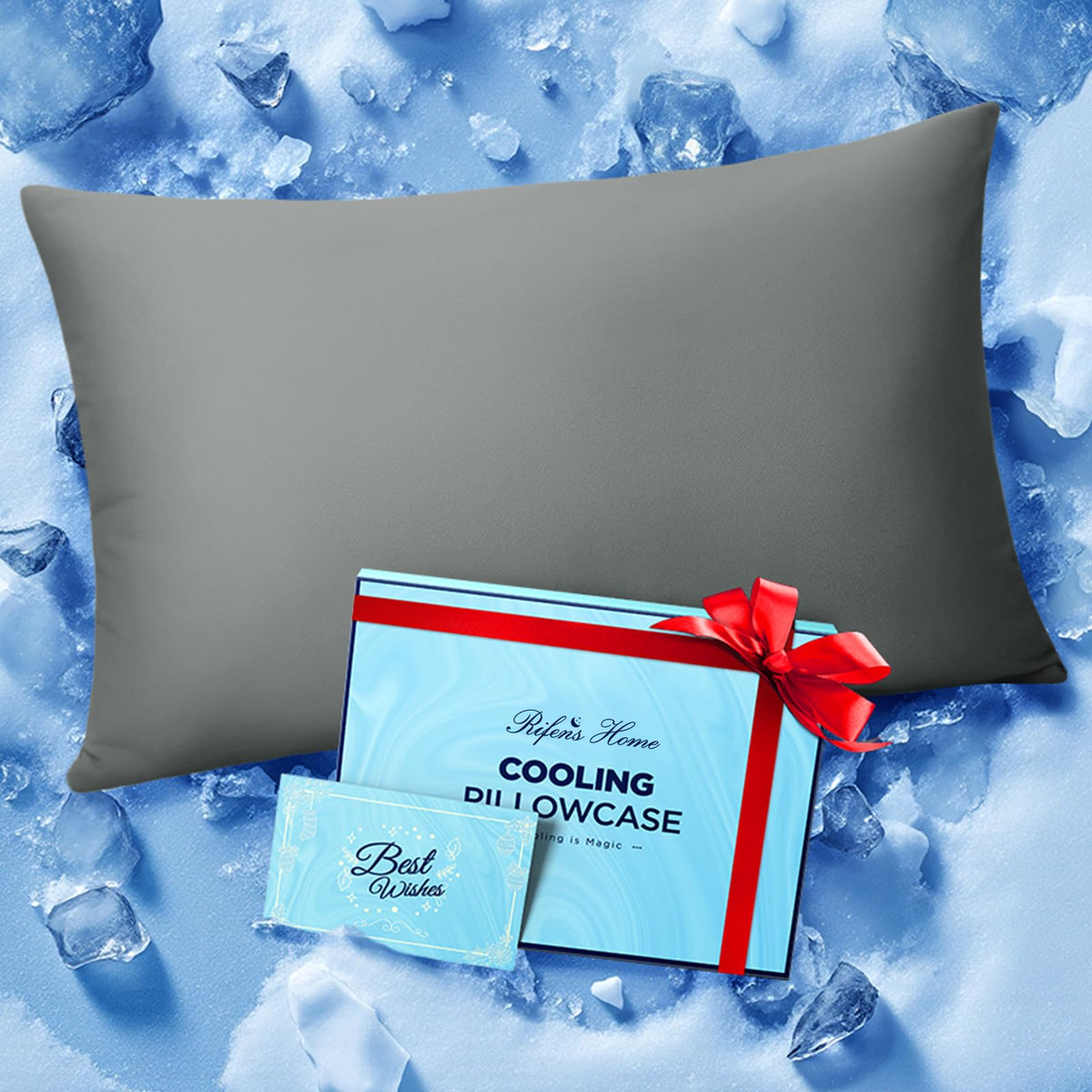 Ultra-Chill Cooling Pillowcase Set of 2 for Hot Sleepers, Softer Than Silk Pillow Cases for Protecting Hair & Skin, Breathable Bed Pillow Covers w/Zipper, Gifts for Women Men (Navy Blue, Standard)