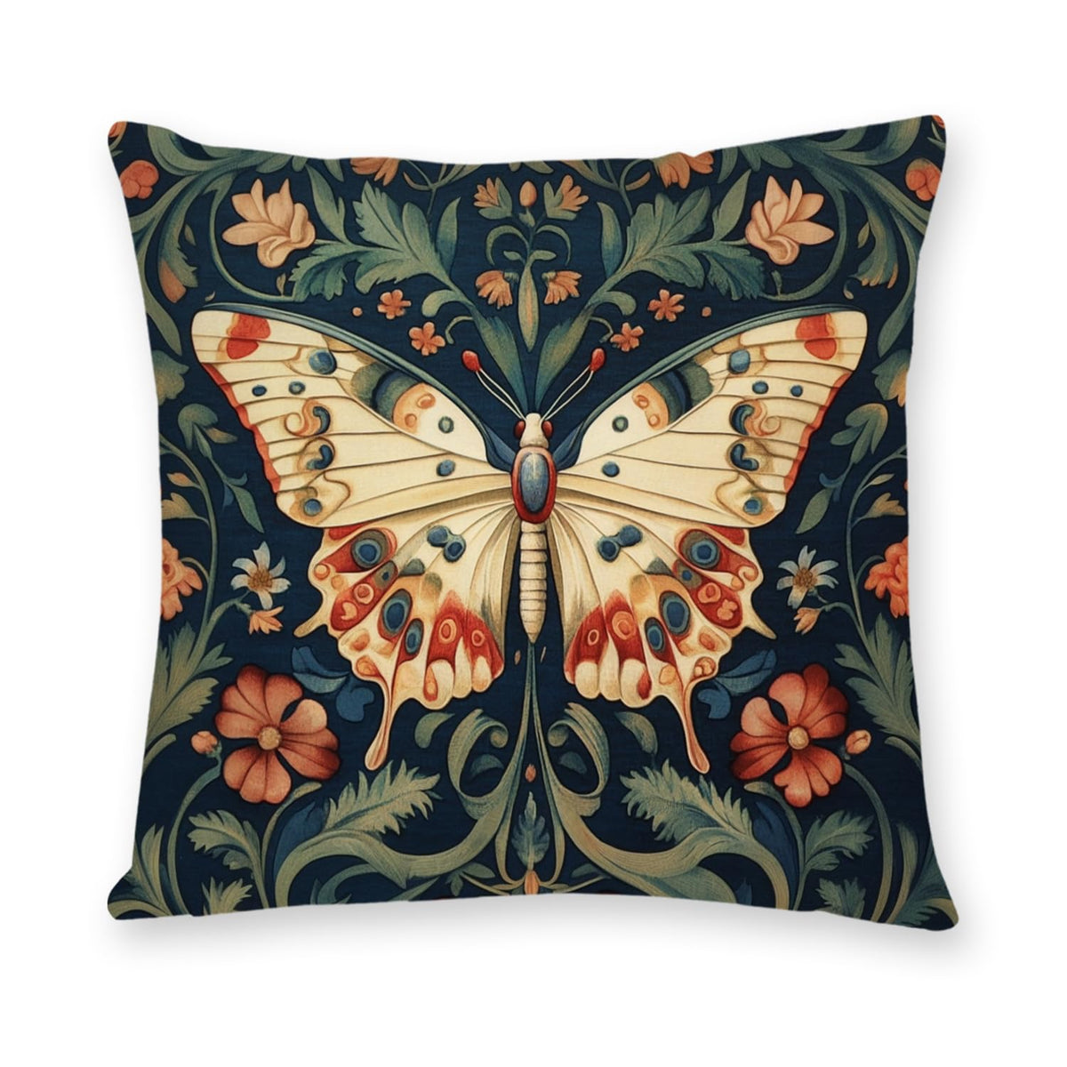 YOU FOUND ME William Morris Abstract Vintage Floral Velvet Design Throw Pillow Covers Home Decor, Retro Art Decor Pillowcase Cushion Cover for Bed Sofa Living Room, Square 18x18inch (Beige-Floral)