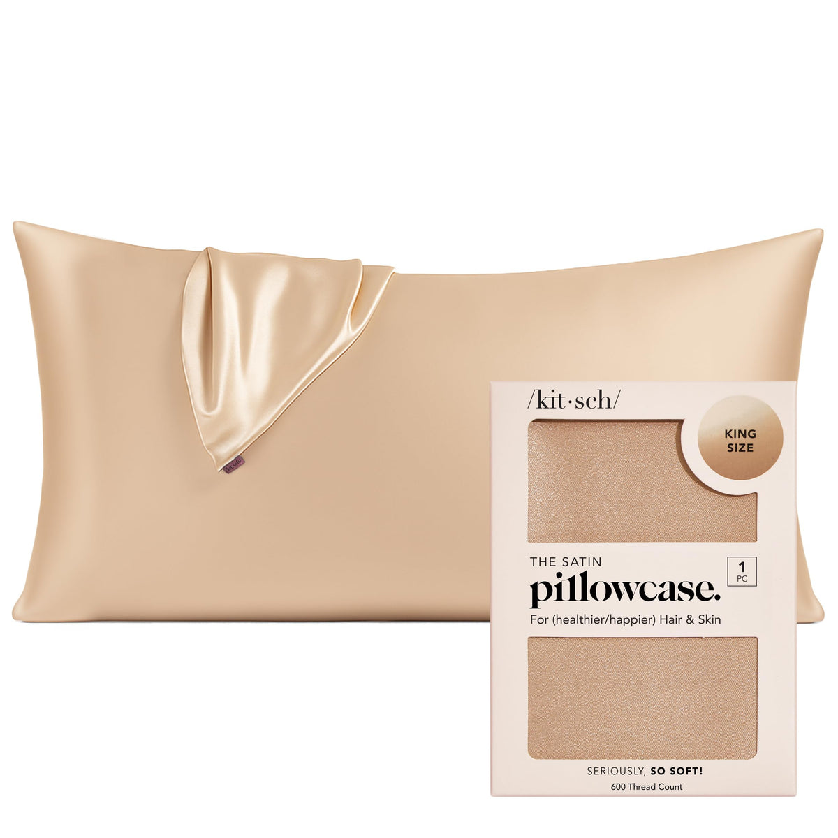 Kitsch Satin Pillowcase with Zipper - Standard Size, Ivory