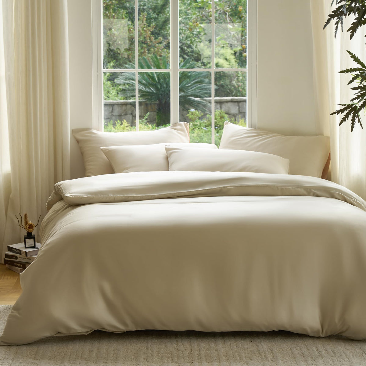 DOZ Duvet Cover Set, 100% Viscose derived from Bamboo, Organically Grown, Buttery Soft, Cooling Duvet Covers, High GSM, 1 Duvet Cover and 2 Pillowcases, 90"x90" (Forest, Full/Queen)