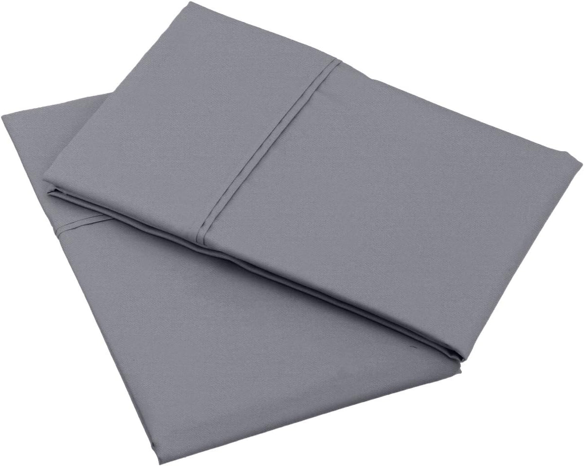 Amazon Basics 400 Thread Count 100% Cotton Pillow Cases, Soft, Wrinkle Resistant, Sateen Weave, Standard Size, 30" x 20", Dark Gray, Set of 2