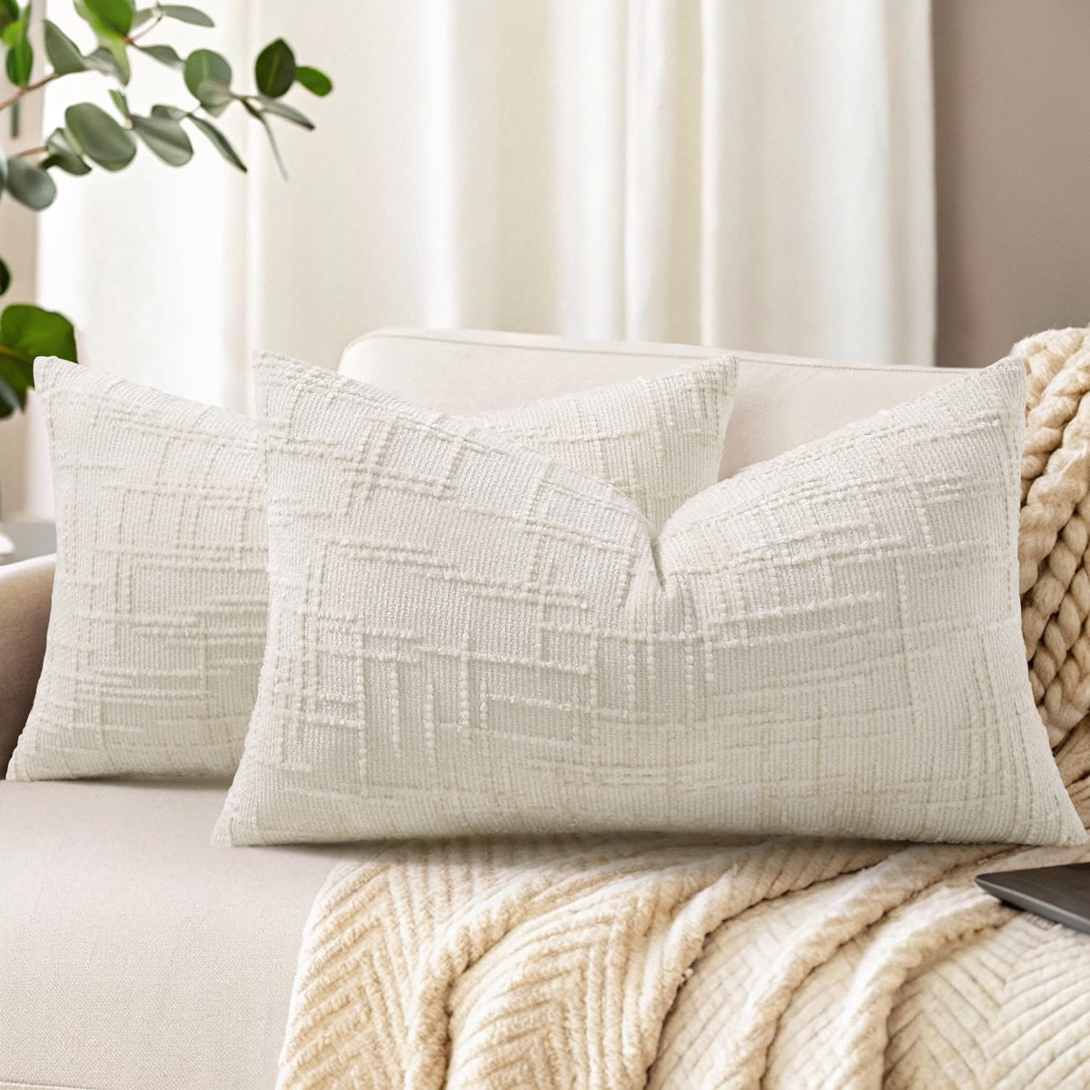 decorUhome Textured Chenille Throw Pillow Covers 18x18 Set of 2 Rust
