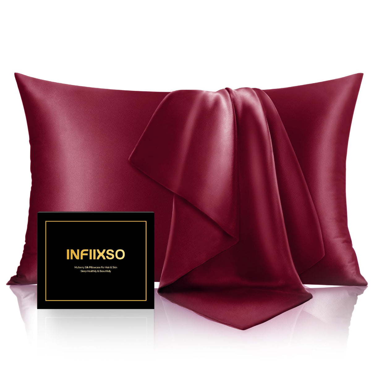 INFIIXSO Silk Pillow Cases 2 Pack, Standard Size, Hidden Zipper, Light Grey