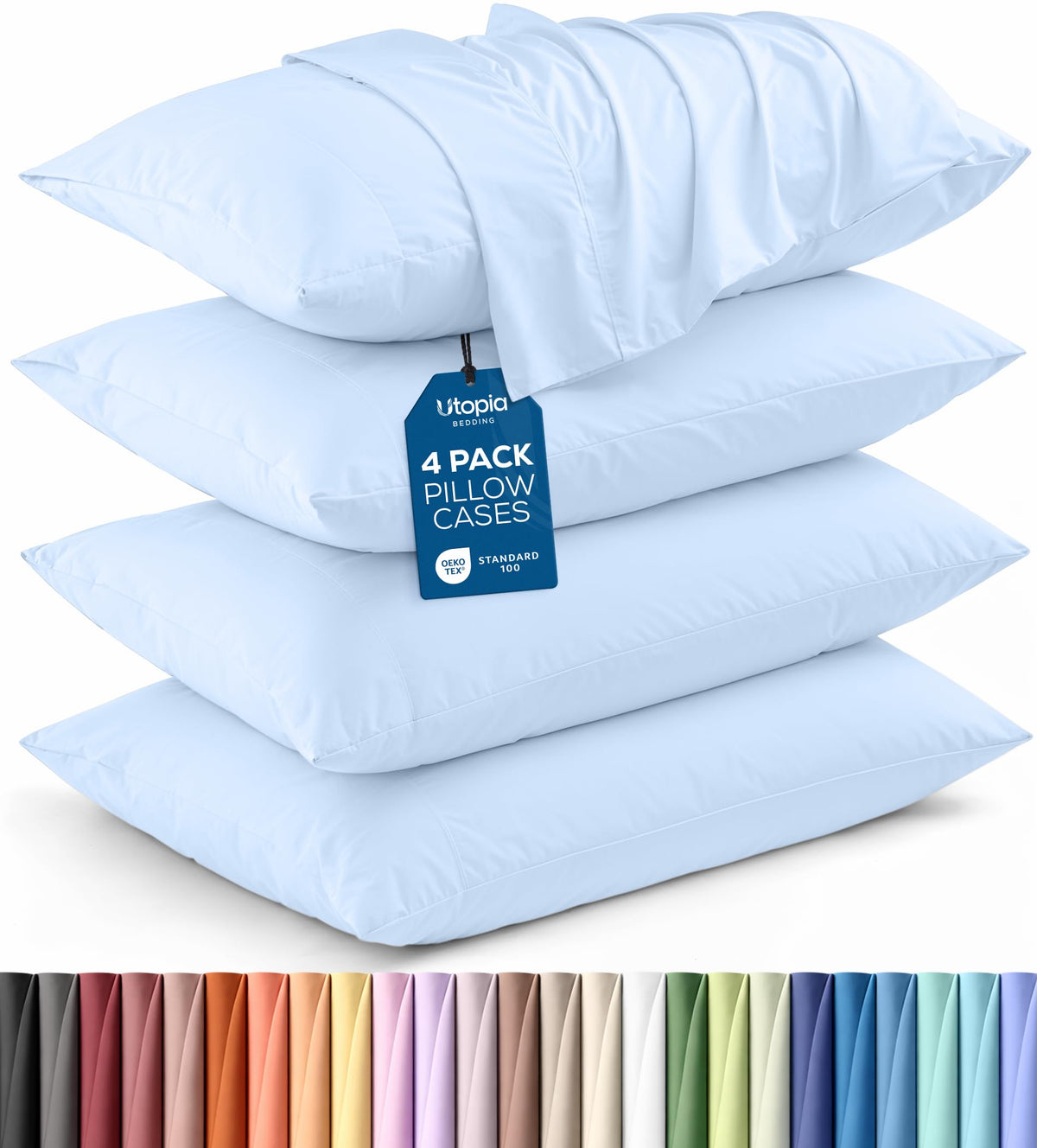 Pillow Covers Queen Size Set of 4, Soft and Comfy Pillow Cases, White