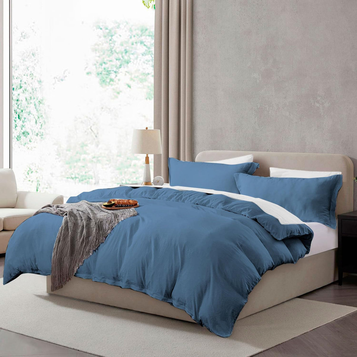 Hearth & Harbor Prewashed King Duvet Cover Set, Chocolate Brown