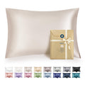 Bedsure Satin Pillowcase with Zipper, Similar to Silk Pillow Cases 2 Pack, Beige Standard Size Satin Pillow Case, Silky & Soft Pillow Covers, Valentines Day Gifts for Women Men, 20x26 Inches