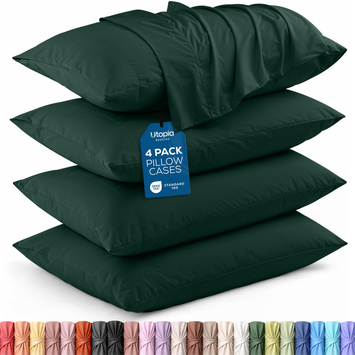 Pillow Covers Standard Size Set of 4, Soft and Comfy Pillow Cases, White