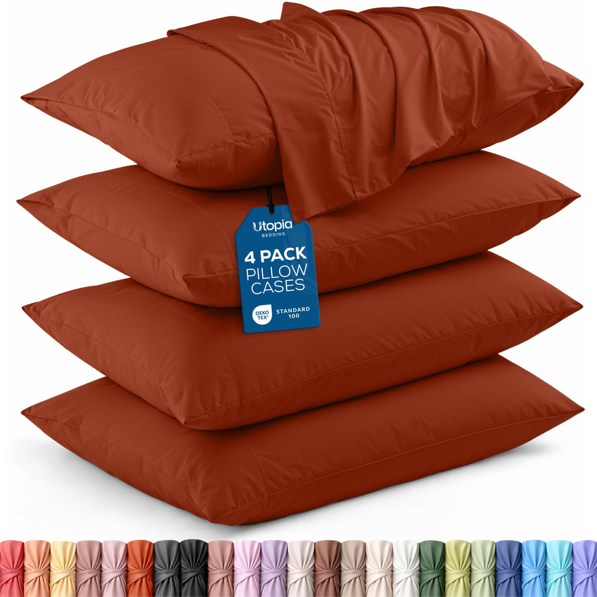 Pillow Covers Standard Size Set of 4, Soft and Comfy Pillow Cases, White